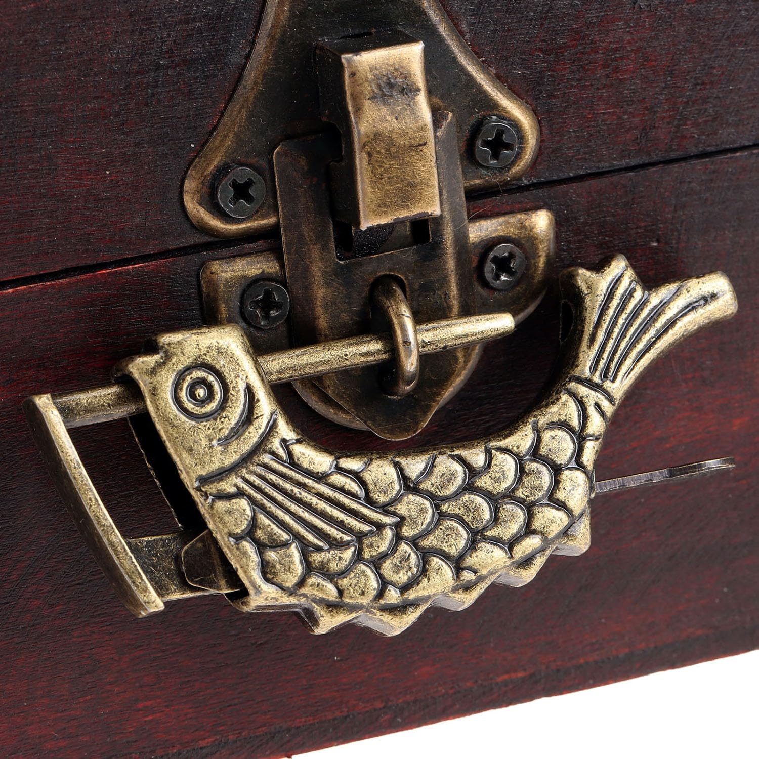 Antique Bronze Fish Shaped Padlock - Vintage Chinese Style Decorative Lock For Drawers, Jewelry Boxes, 5.9cm Long - View #9