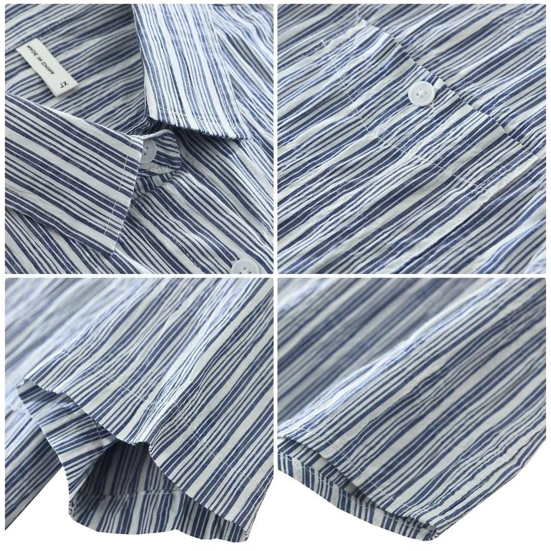 Camicetta Casual da Uomo a Righe con Colletto abbattuto, Top a Maniche Corte da Spiaggia Estivo