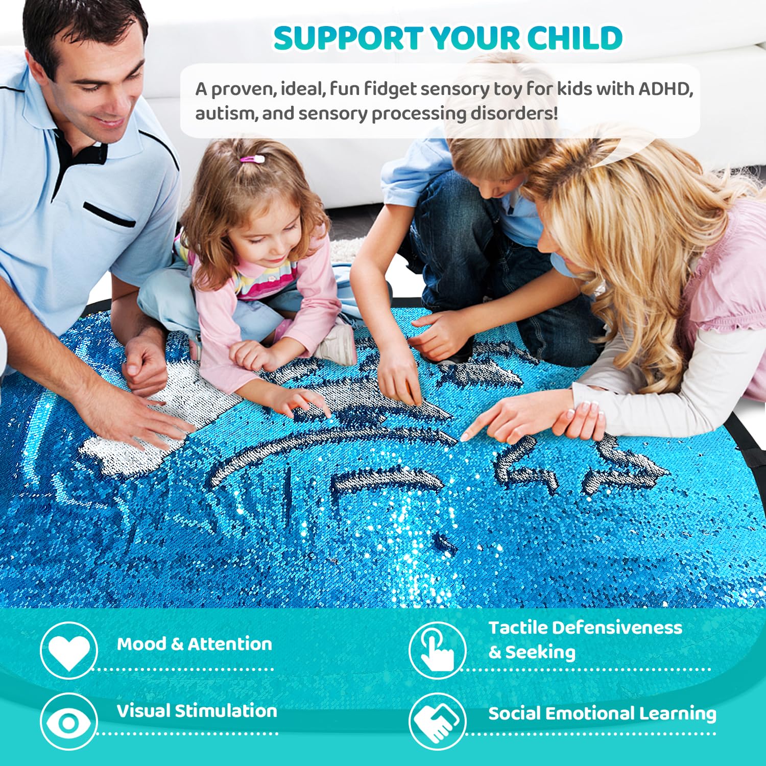 Wendbare Paillettenwand, sensorisches Wandpaneel für Kinder, sensorisches Pailletten-Flip-Stoffbrett zum Spielen und Lernen, sensorisches Spielzeug, taktile Stimulation