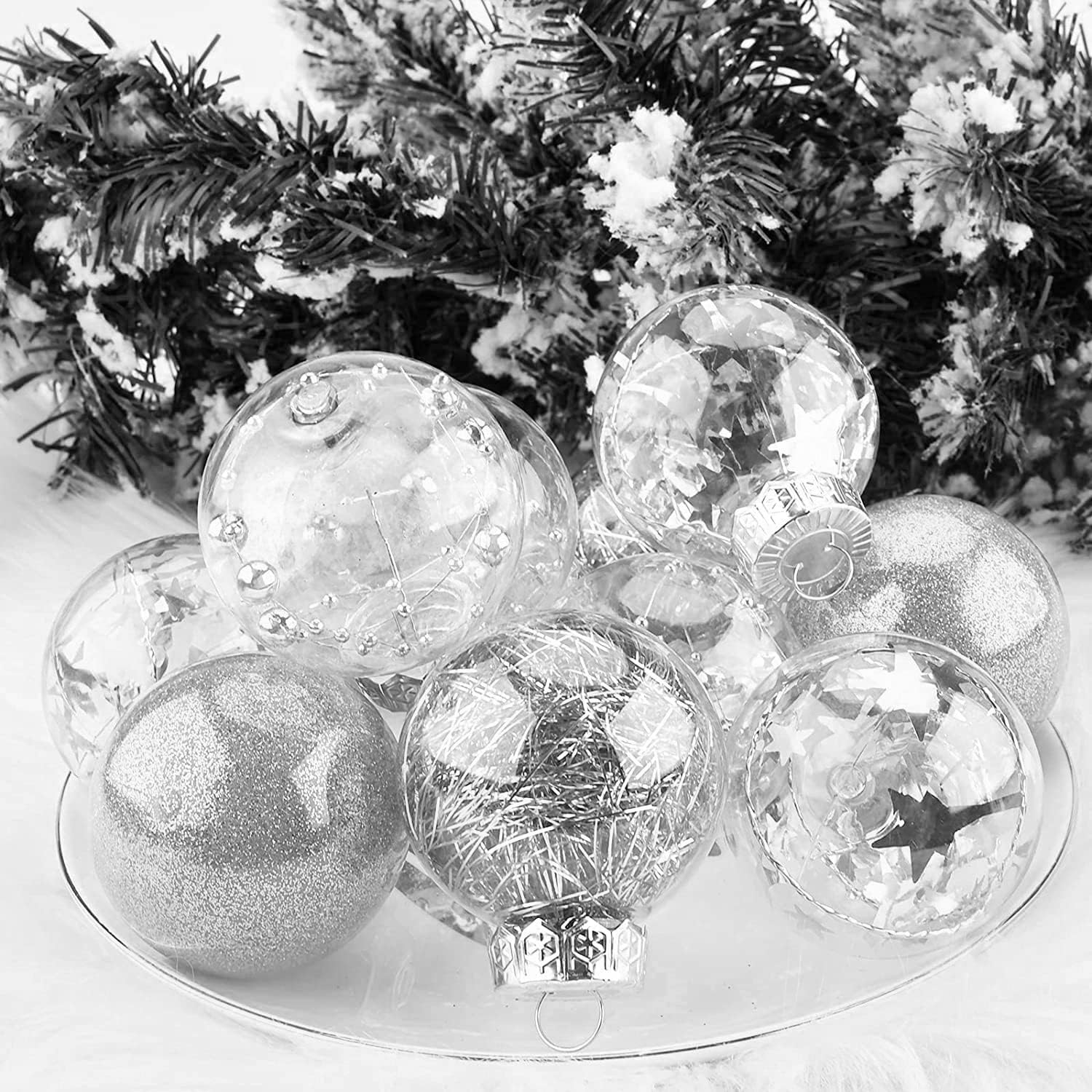 Set di Ornamenti Palla di Natale 24, 6 cm，Stile-1
