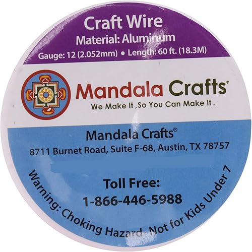 Vista 913 de Mandala Crafts Alambre de aluminio anodizado de calibre 8 para hacer joyas, alambre neutro flexible de color de 128 pies, flexible y flexible
