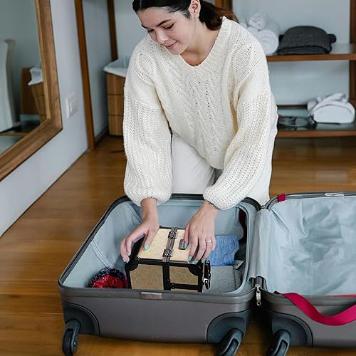 Miniatura 8 de BYOOTIQUE Estuche de maquillaje con espejo, pequeña bolsa de cosméticos para viajes, bandejas de 2 niveles, organizador de joyas, caja de