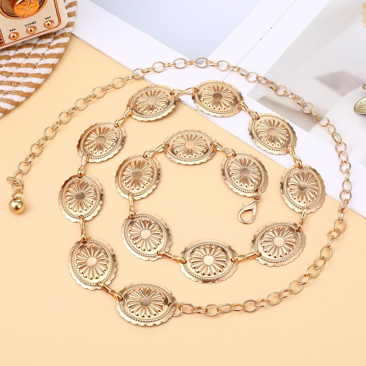 Giantree Metal Western Country Chain Belts for Women, Adjustable Metal Waist Chain, Cowgirl Boho Belts for Women Country Concert Outfit for Dress - Image 4