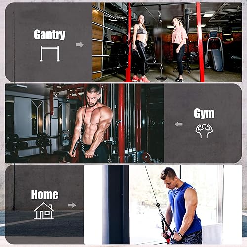Miniatura 6 de Sistema de polea Outify Gimnasio, LAT máquina desplegable con 2 poleas de cable ajustables para gimnasio, sistema de cable de polea 3 en 1, barra