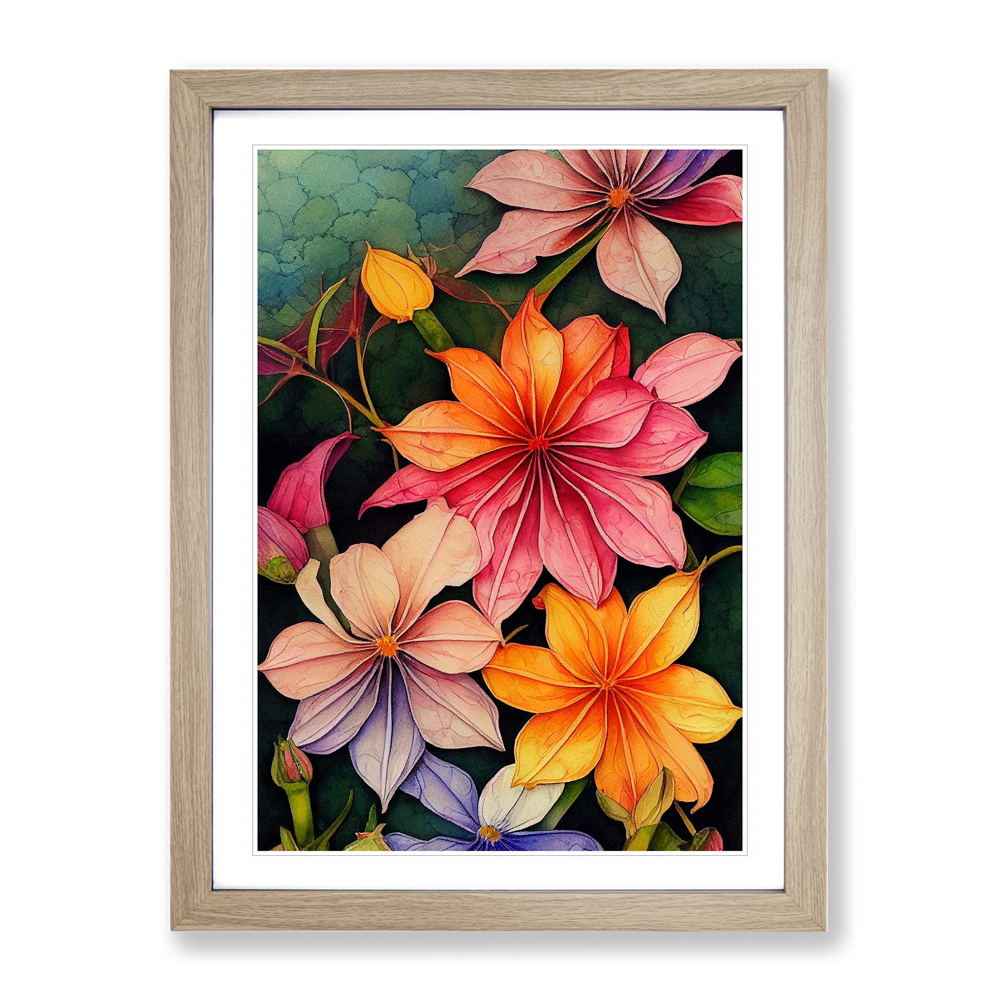 A Bunch Of Flowers Framed Print, Oak, A3 (34 x 46 cm)