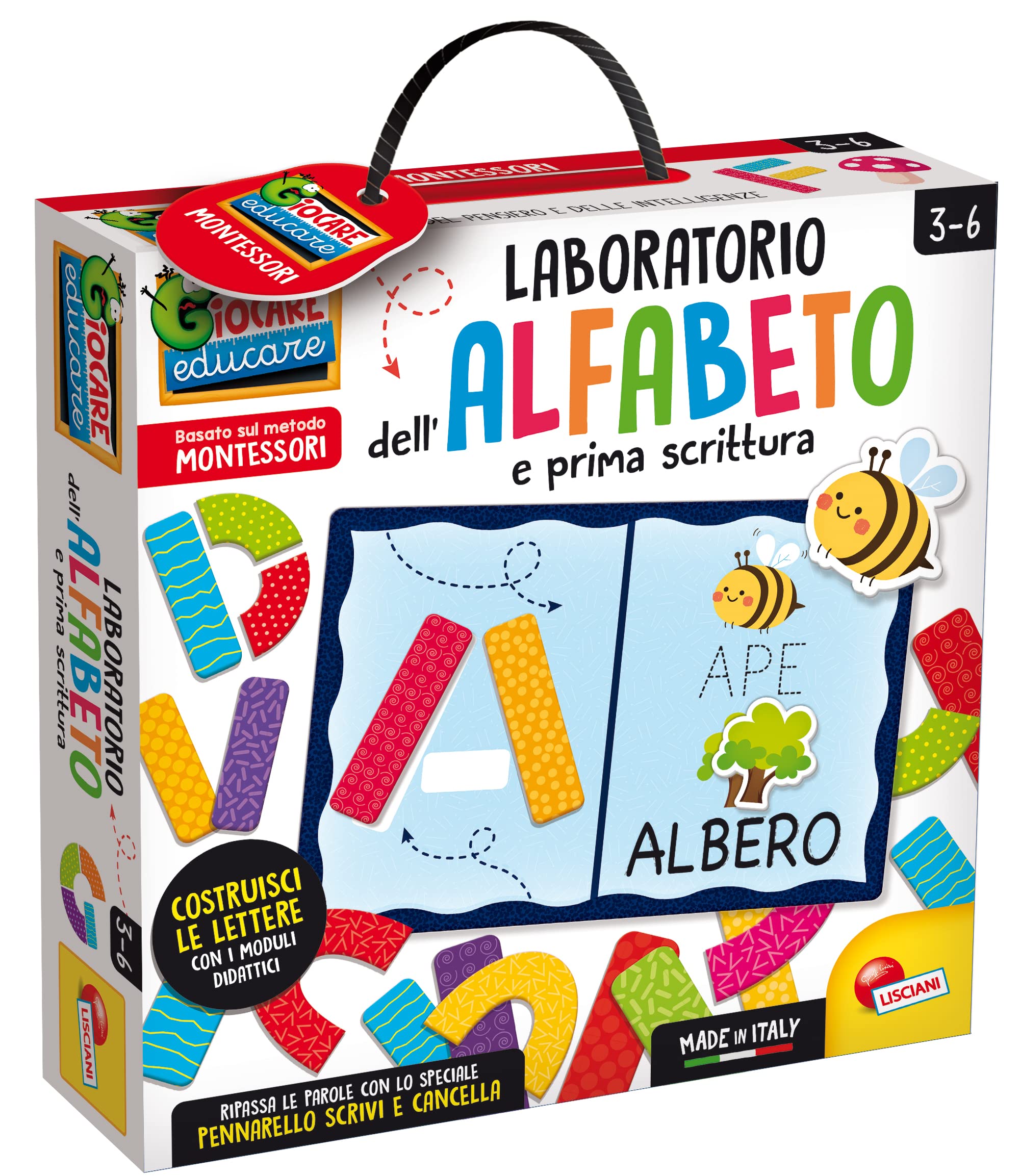 Liscianigiochi Montessori Laboratory of the Alphabet and First Writing, Color, 92819