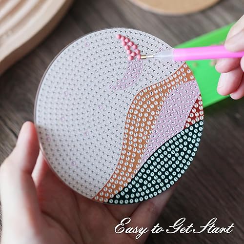 Miniatura 3 de Temlum Juego de 6 posavasos de pintura de diamante, posavasos de arte abstracto de diamantes para principiantes, adultos, niños, kit de pintura de