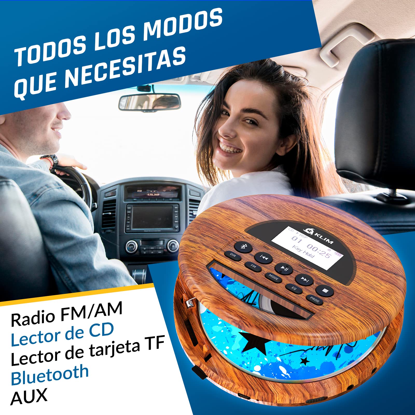 Nomad Reproductor CD Portátil, Batería de Larga Duración, Radio FM