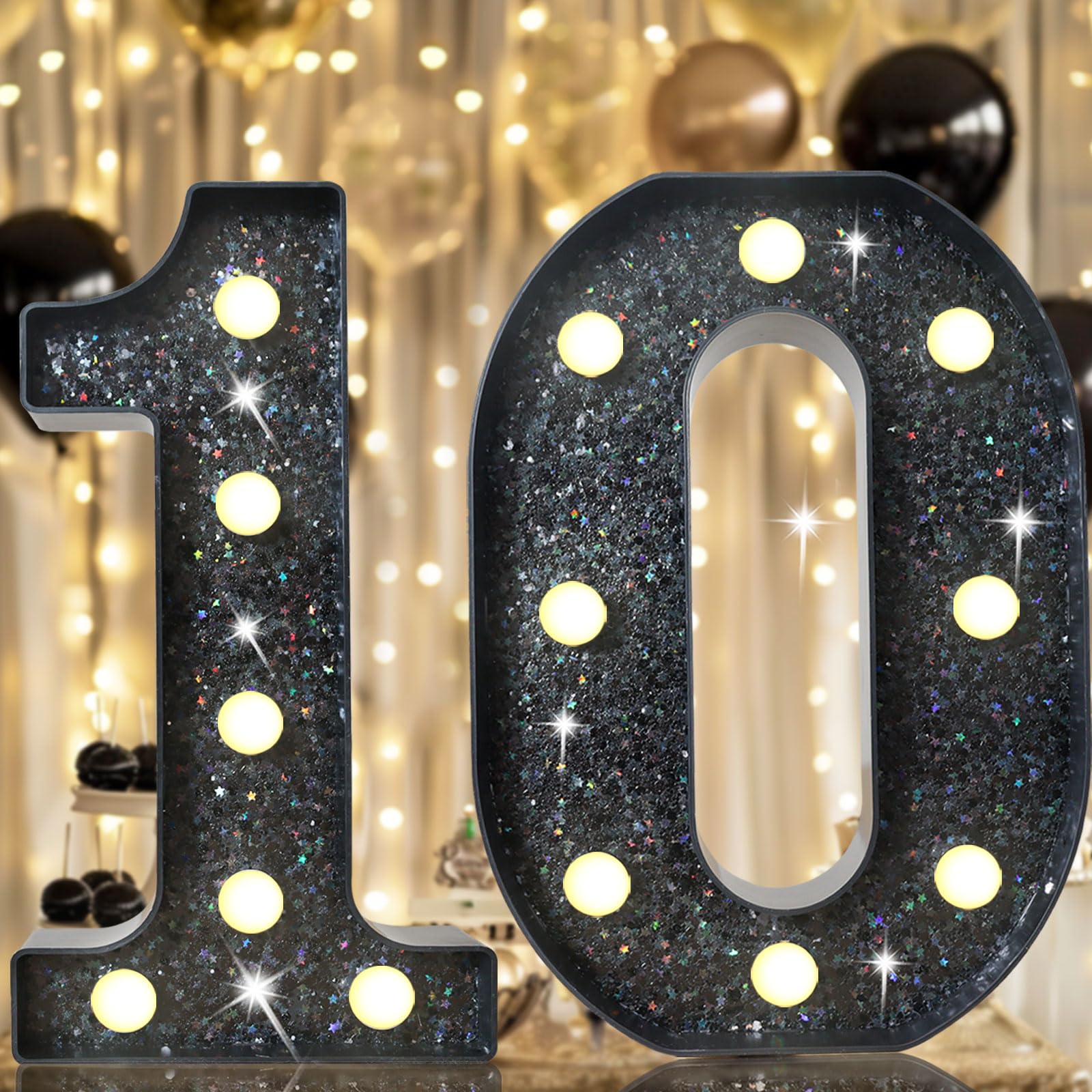 8.8" Decorative LED Light Up Numbers, Marquee Numbers Lights for 7th Birthday Decorations, Lighted Number Sign for Birthday Party Night Lights Wedding Anniversary Home Wall Decor, White Number 7 — view 34