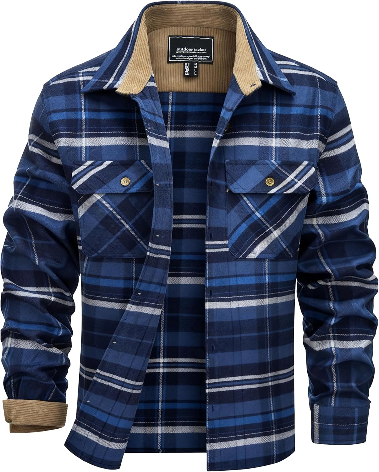 EKLENTSON Men's Flannel Shirts Lightweight Cotton Button Down Long Sleeve Shirt Casual Plaid Pocket Shirts Outdoor Work