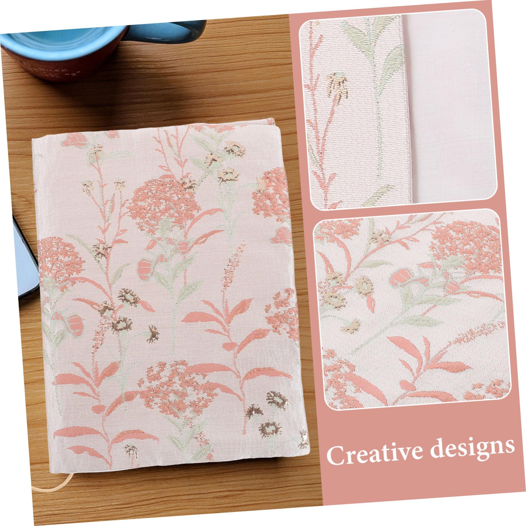 Funda De Tela Decorativa Ajustable Para Libros Protector Práctico Y Hecho a Mano Ideal Para Libros De Tapa Dura Y Escolares Diseño Elegante De Diente De León En Rosa
