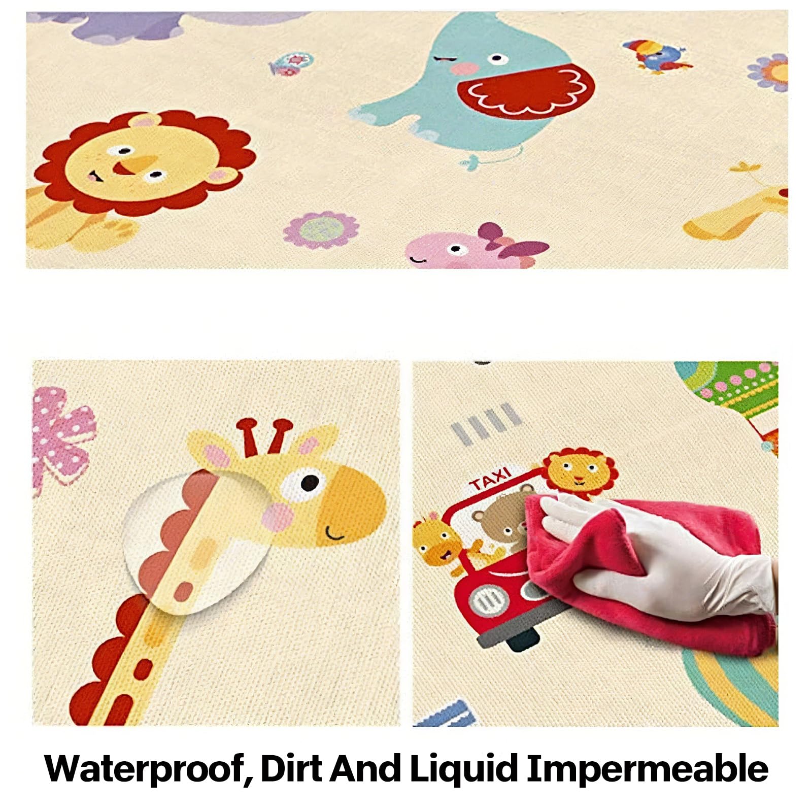 PZCC Tapis de Jeu pour BéBé, Tapis Rampant Pliable, Tapis de Jeu Épais Antidérapant et Imperméable, Tapis Enfant Double Face pour Salon, Jeu Éducatif pour Ramper pour BéBés de 0 à 6 Mois (Transport)