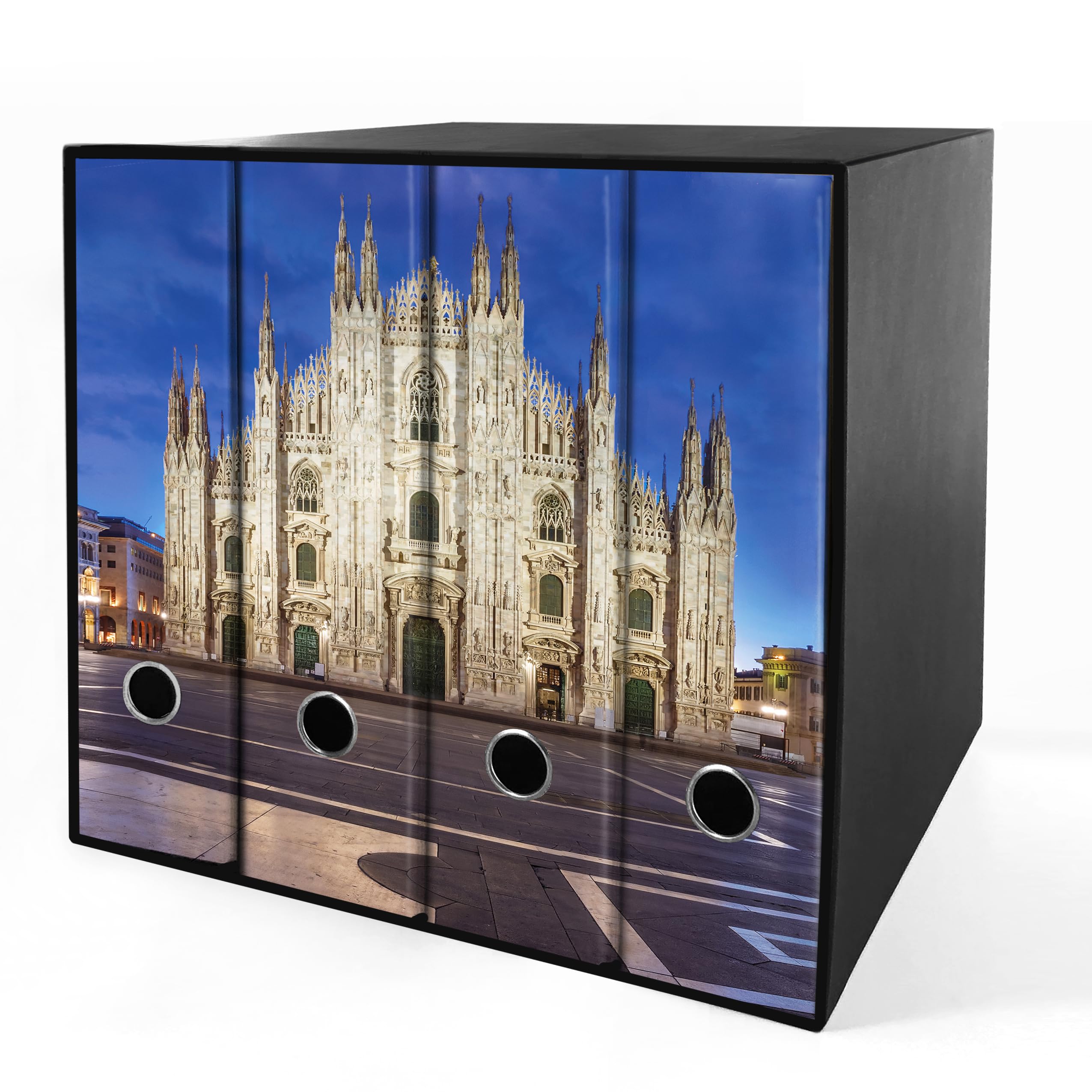 Set da 4 raccoglitori ad anelli DUOMO DI MILANO A COLORI - Faldoni SHAREPRINTING (H31 con 4 anelli)