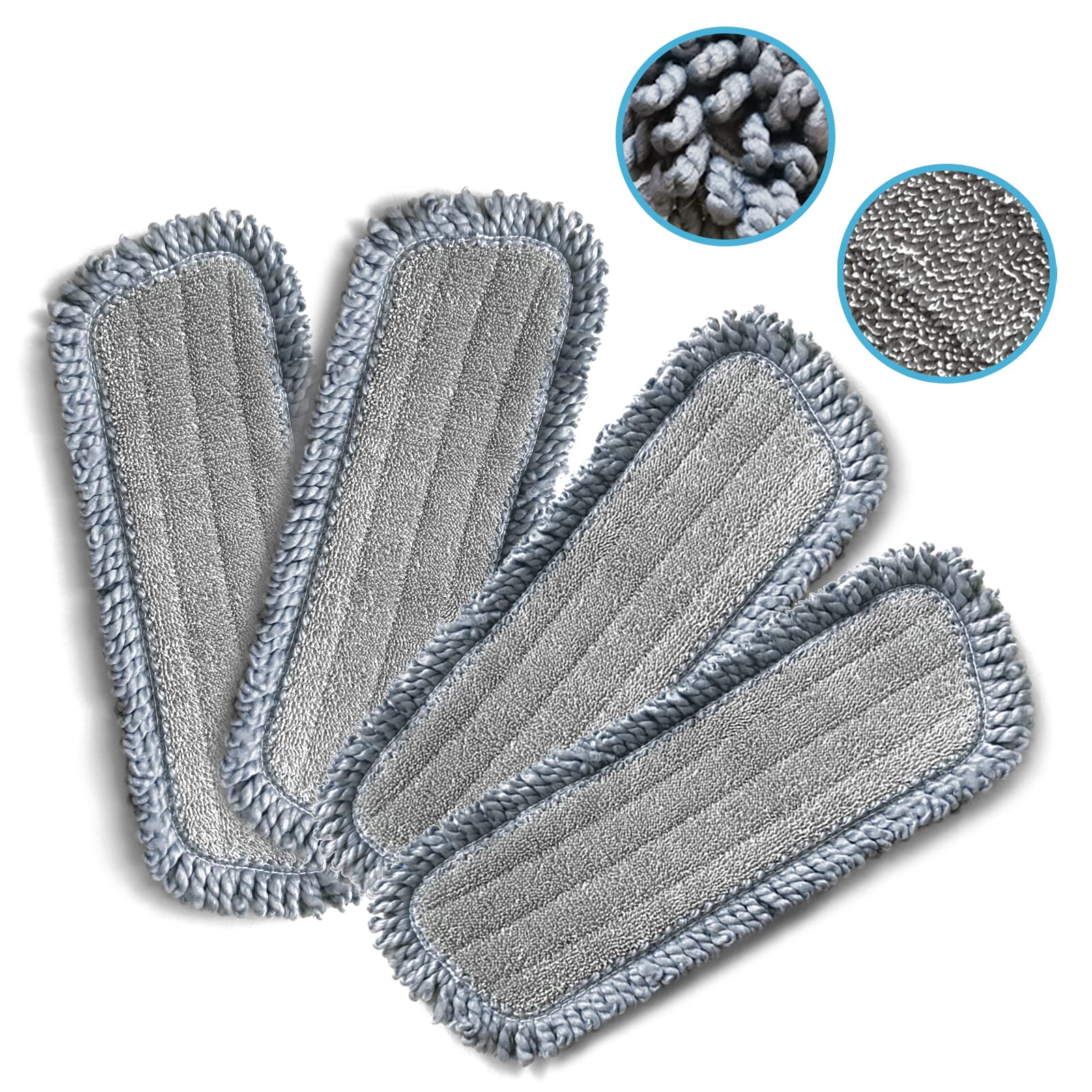 4 Pcs Microfiber Spray Mop Pads Replacement Head for Wet Dry Dust Mop, Reusable Washable Mop Heads Refills Compatible with Bona Floor Care System for Kitchen Home Commercial Floor Cleaning
