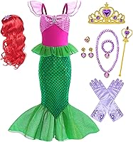 Vista 1 de Disfraz de sirena de lujo para niña, vestido de princesa con accesorios