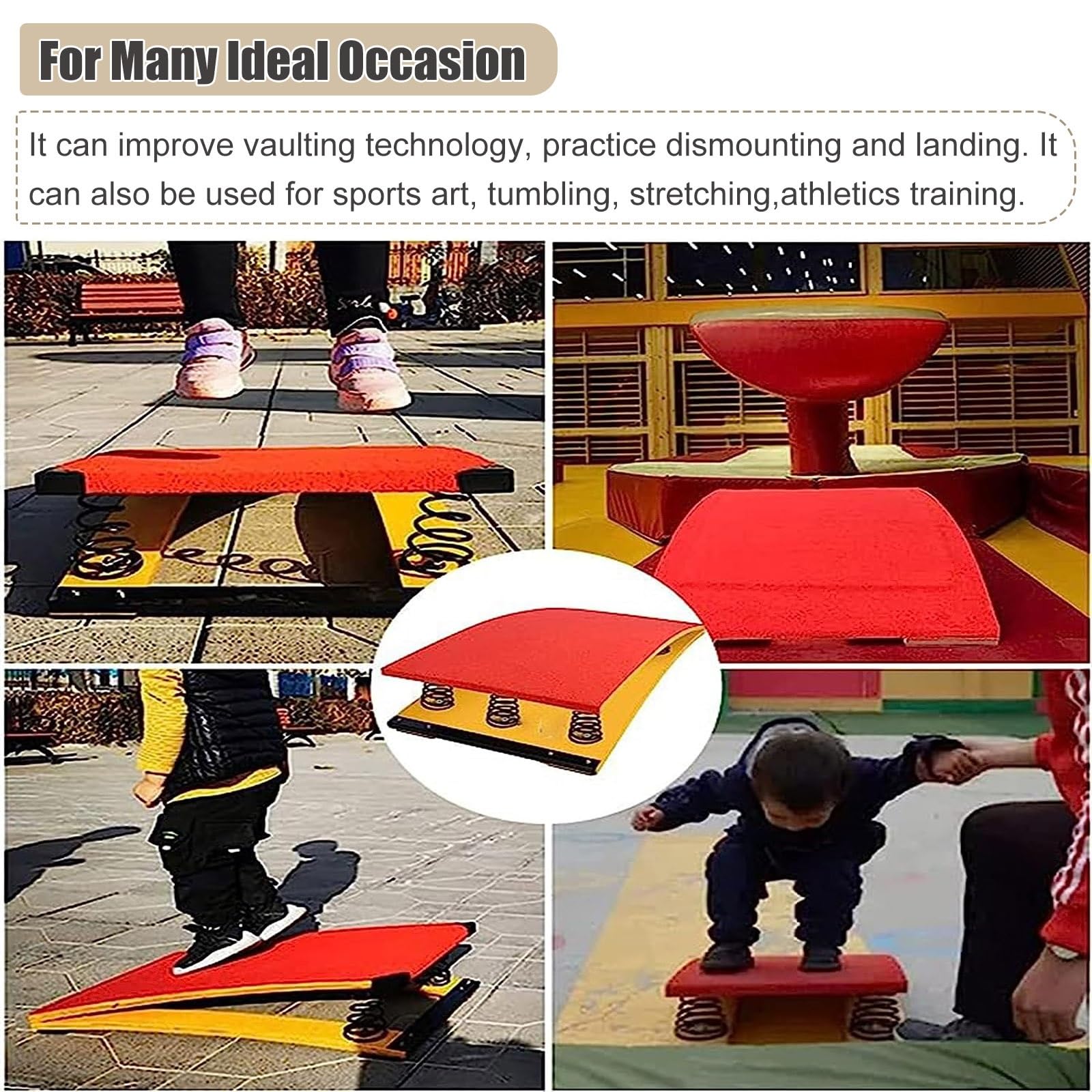 Trampolino curvo professionale in legno per bambini e adulti, con molla in acciaio e imbottitura per saltare, trampolino sportivo per allenamento volteggio (Verde 2 molle 40x60x18 cm)