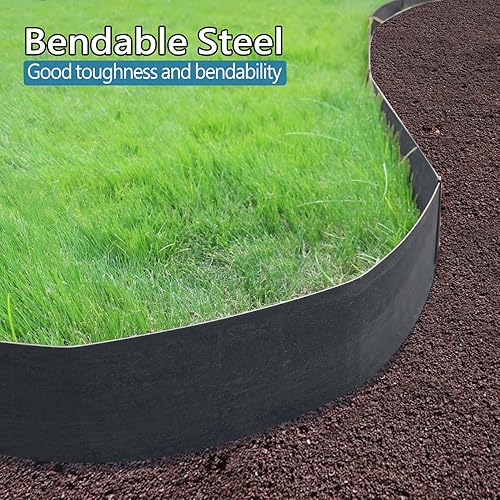 Miniatura 5 de Bordes de acero para césped, bordes metálicos para jardines, borde de jardín flexible, borde de acero galvanizado flexible, borde de metal para