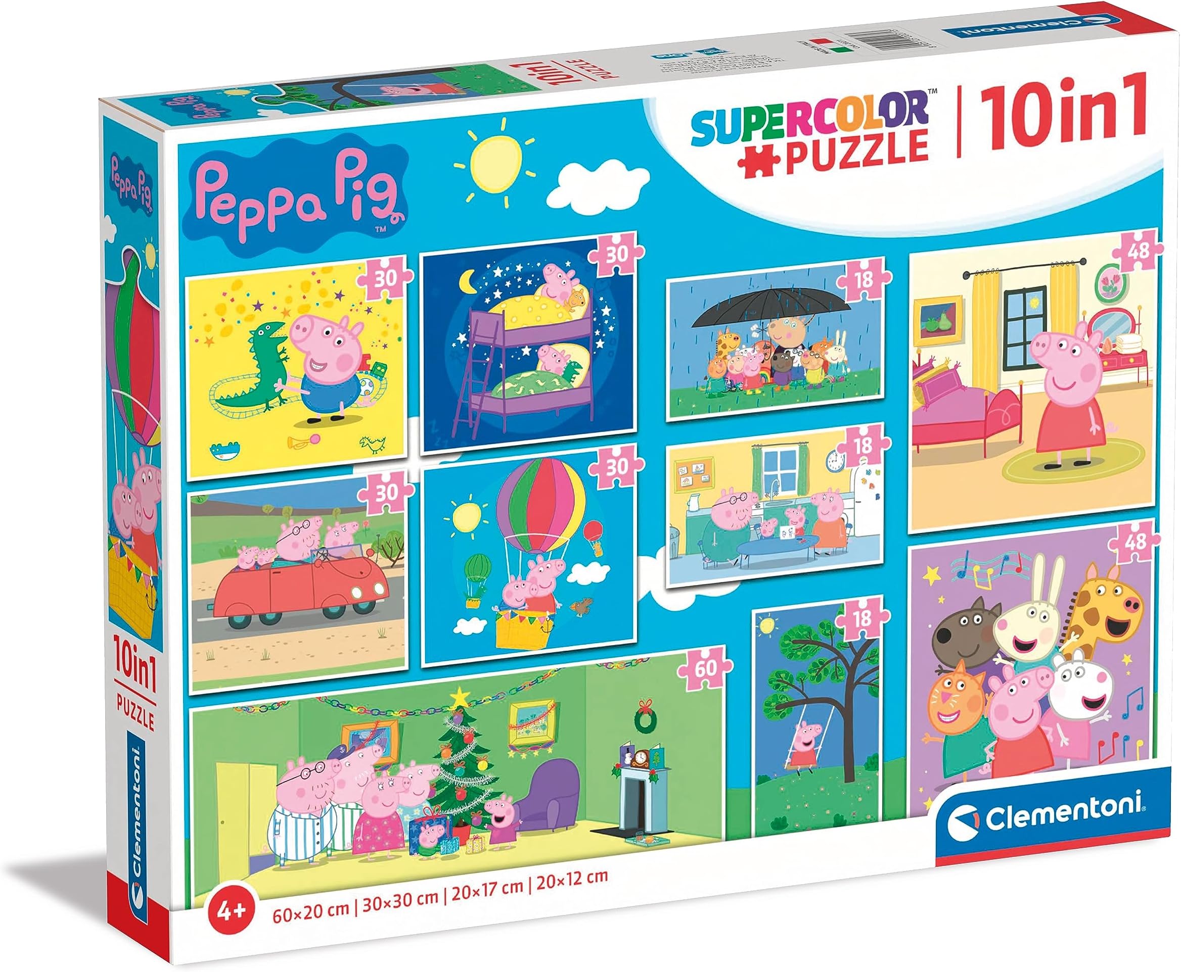 20271 - Supercolor Puzzle 10 in 1 Peppa Pig (3x18, 4x30, 2x48 and 1x60 Pieces) - Jigsaw Puzzle for Kids Age 4