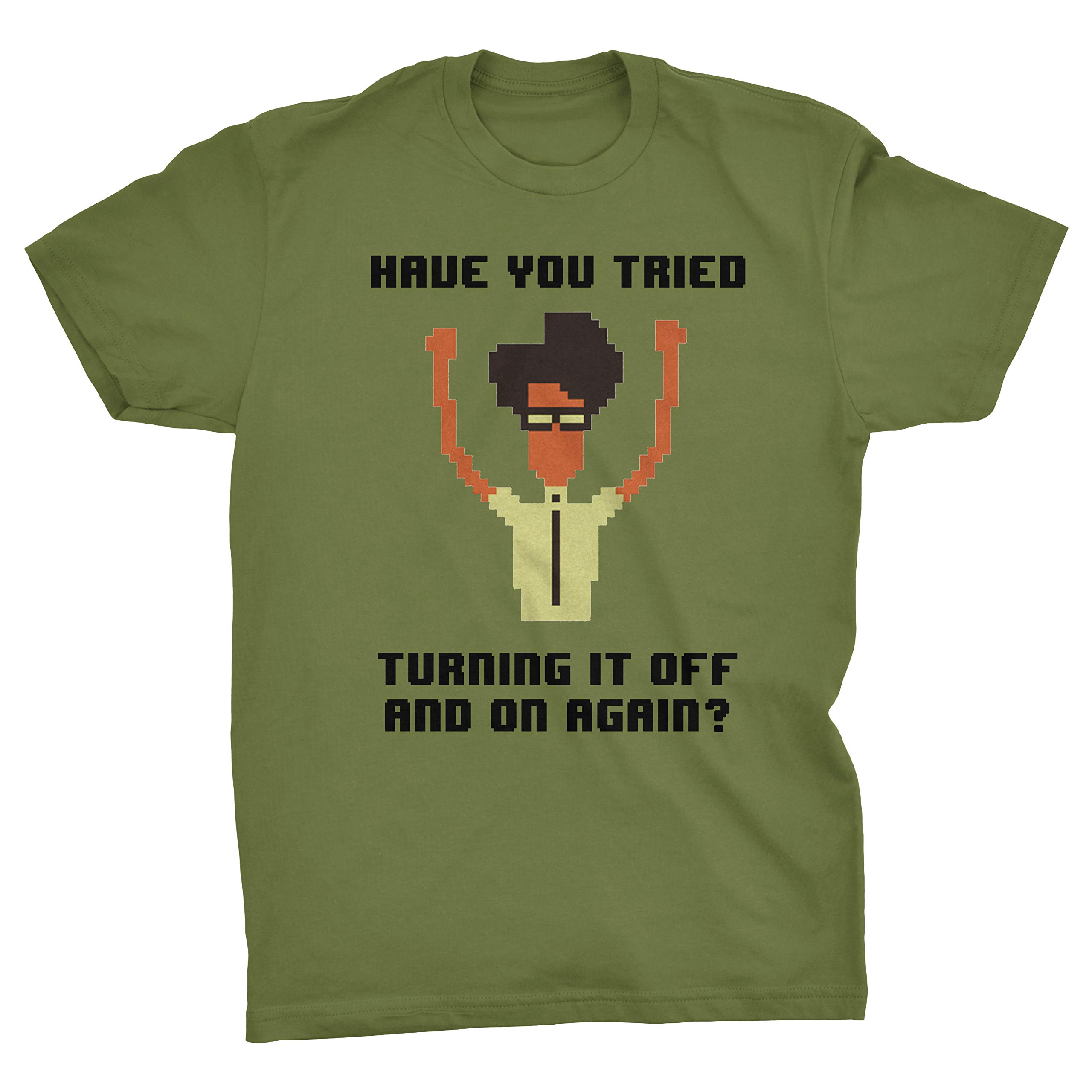 Viper Olive Green Have You Tried Turning It Off And On Again Funny It Crowd T-Shirt (Olive, M)