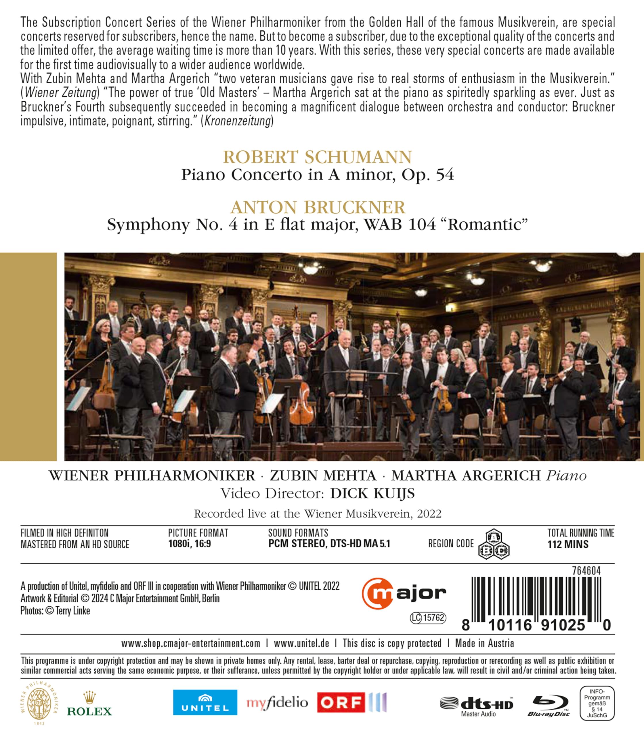 Die exklusive Abonnementkonzertreihe - Martha Argerich & Zubin Mehta [Goldener Saal, Musikverein Wien, September, 2022] [Blu-ray]