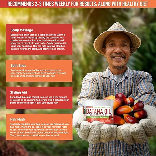 Miniatura 4 de Aceite de batana para el crecimiento del cabello 100% puro y orgánico, verde, aceite sin perfume, repara el cabello dañado, reduce la pérdida de