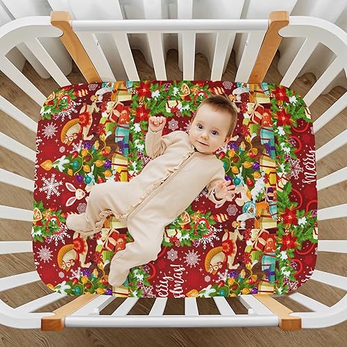 Miniatura 6 de Merry Christmas Crib Sheets - Stretchy Fitted Crib Sheets for Boys Girls, Unisex Cozy Baby Crib Sheet 28 x 52 x 9 Inches