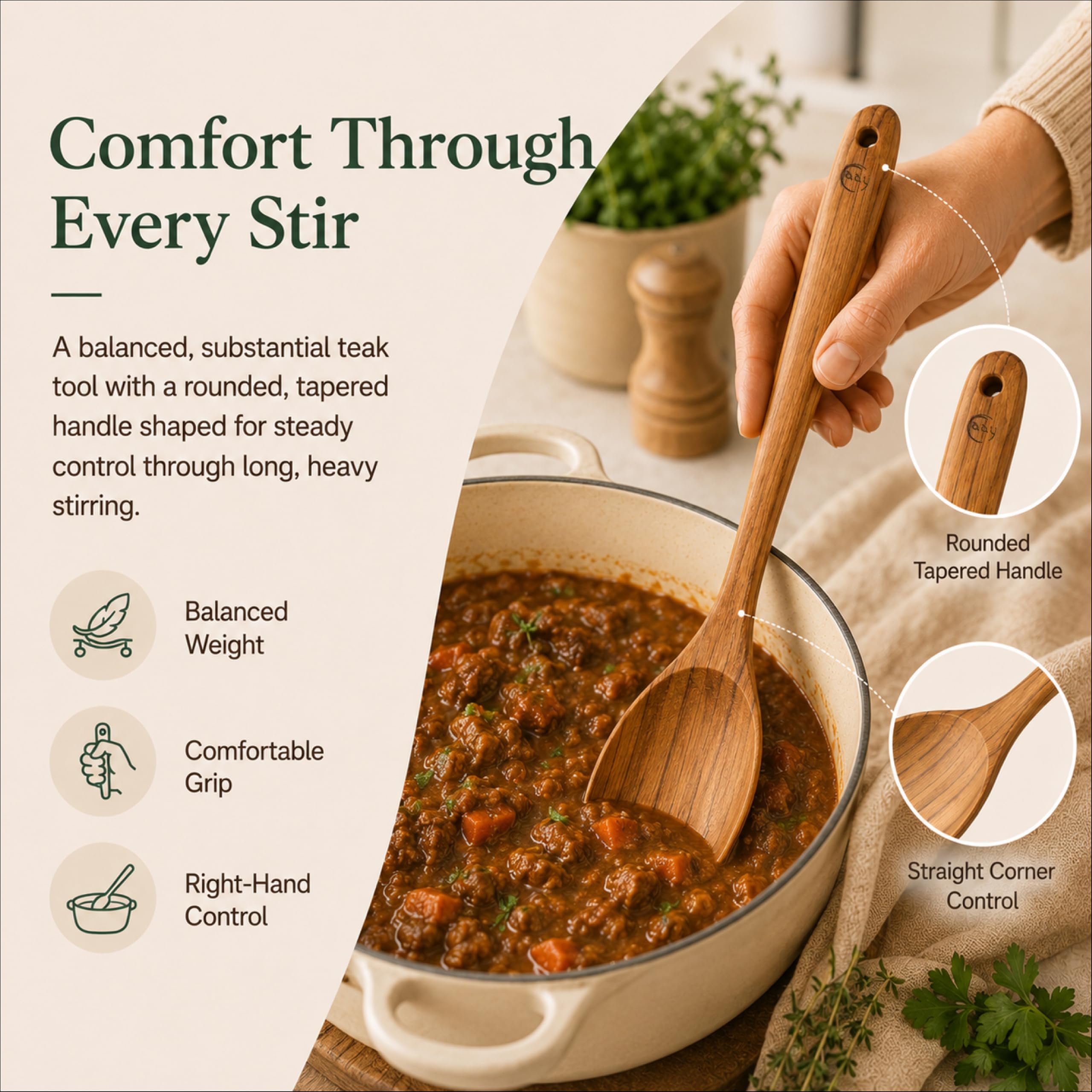 Teak Wooden Spoon - Premium Cooking Utensil -3 Teak Wooden Spoon - Premium Cooking Utensil -3