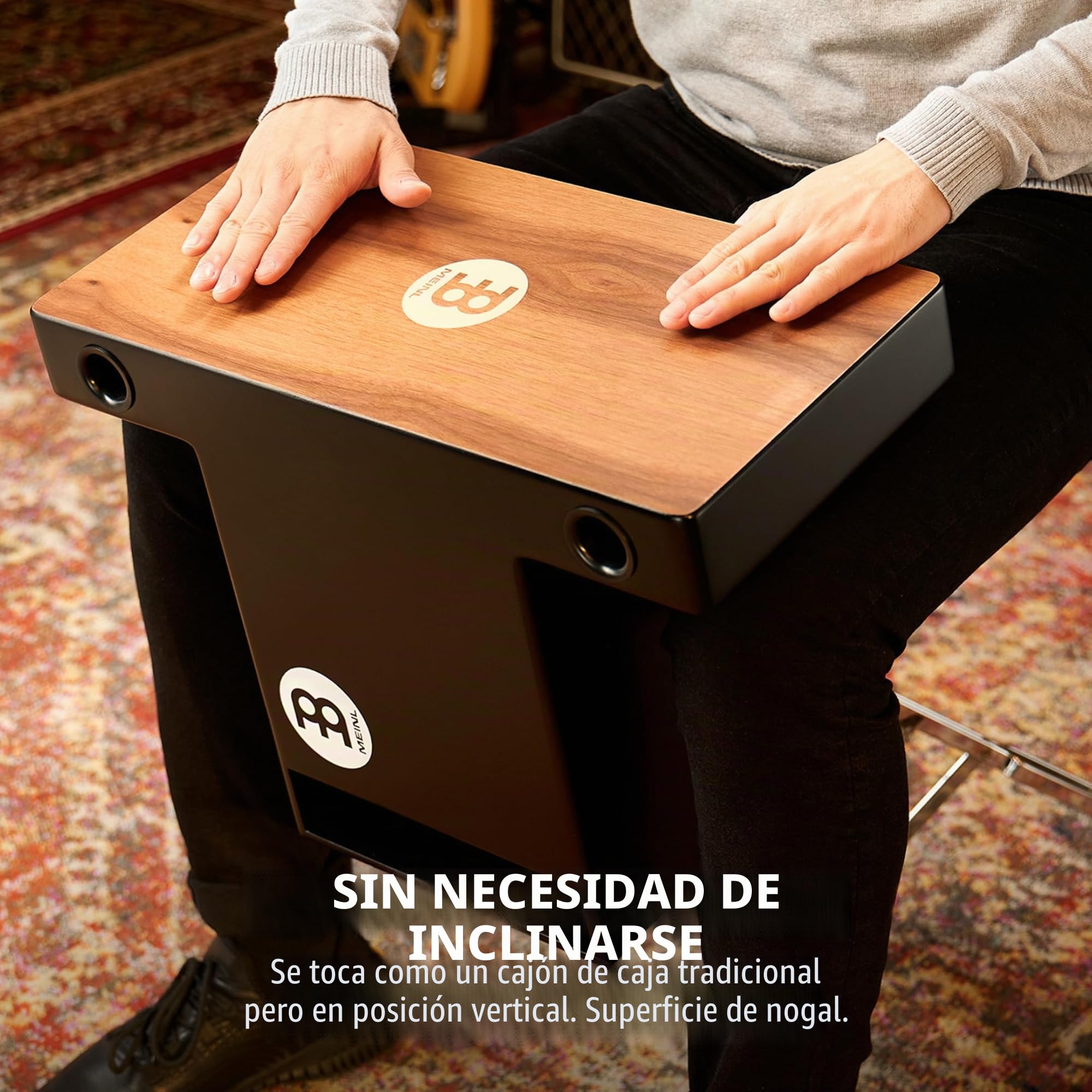 Meinl Percussion Pickup Slaptop Cajon Box Drum con cajas internas y puertos de sonido de proyección hacia delante, no fabricado en China – superficie de juego de nogal, PTOPCAJ2WN