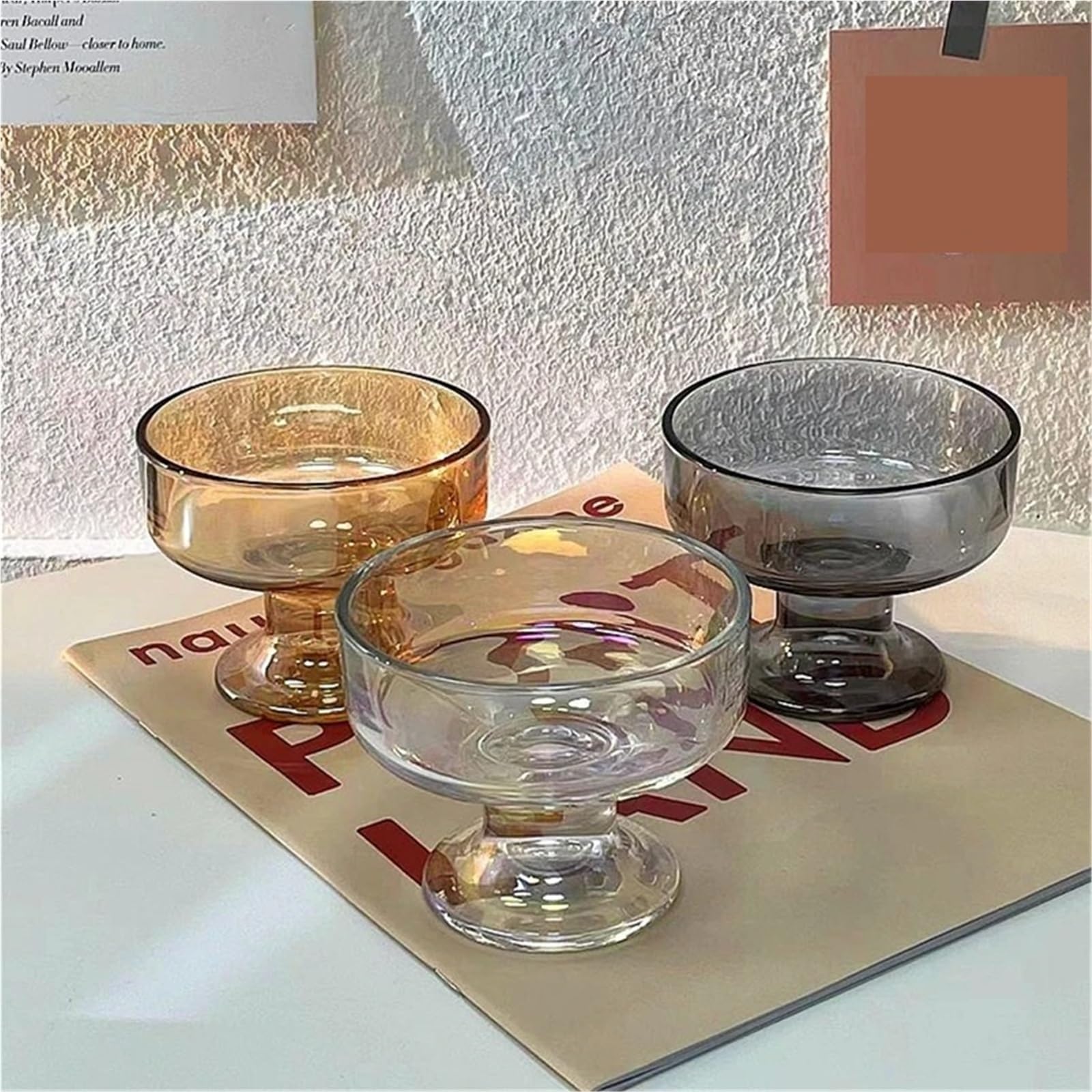 Coppe Gelato 2 Pezzi di Gelato alla Frutta, Snack, Yogurt, Dessert, budino, Vetro colorato, Ciotole for Gelato per Dessert(Transparent)