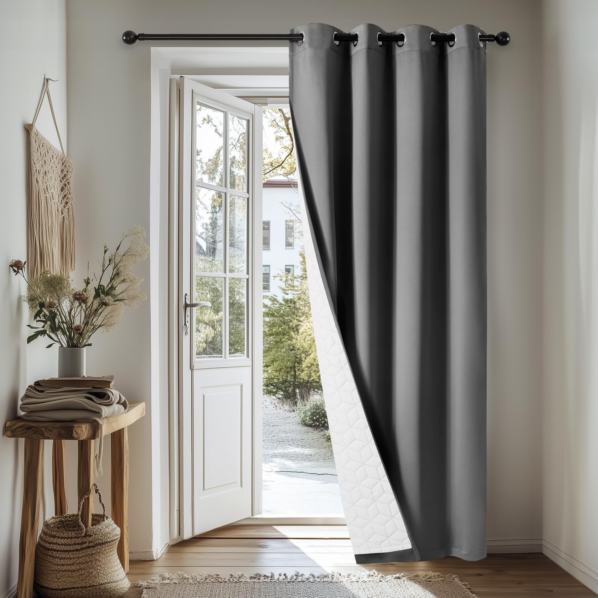 Deconovo Cortinas De Aislamiento Térmico para Dormitorio y Salón, Estilo Moderno con Cortinas con Ojales 1 Pieza 140x260 CM Gris Claro Global Recycled Standard OEKO-TEX STANDARD 100 Global Recycled Standard Global Recycled Standard