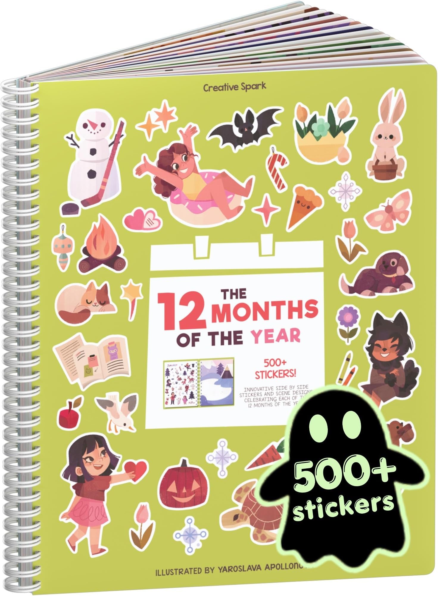 12 Months of the Year Coloring & Sticker Book | 500+ Stickers