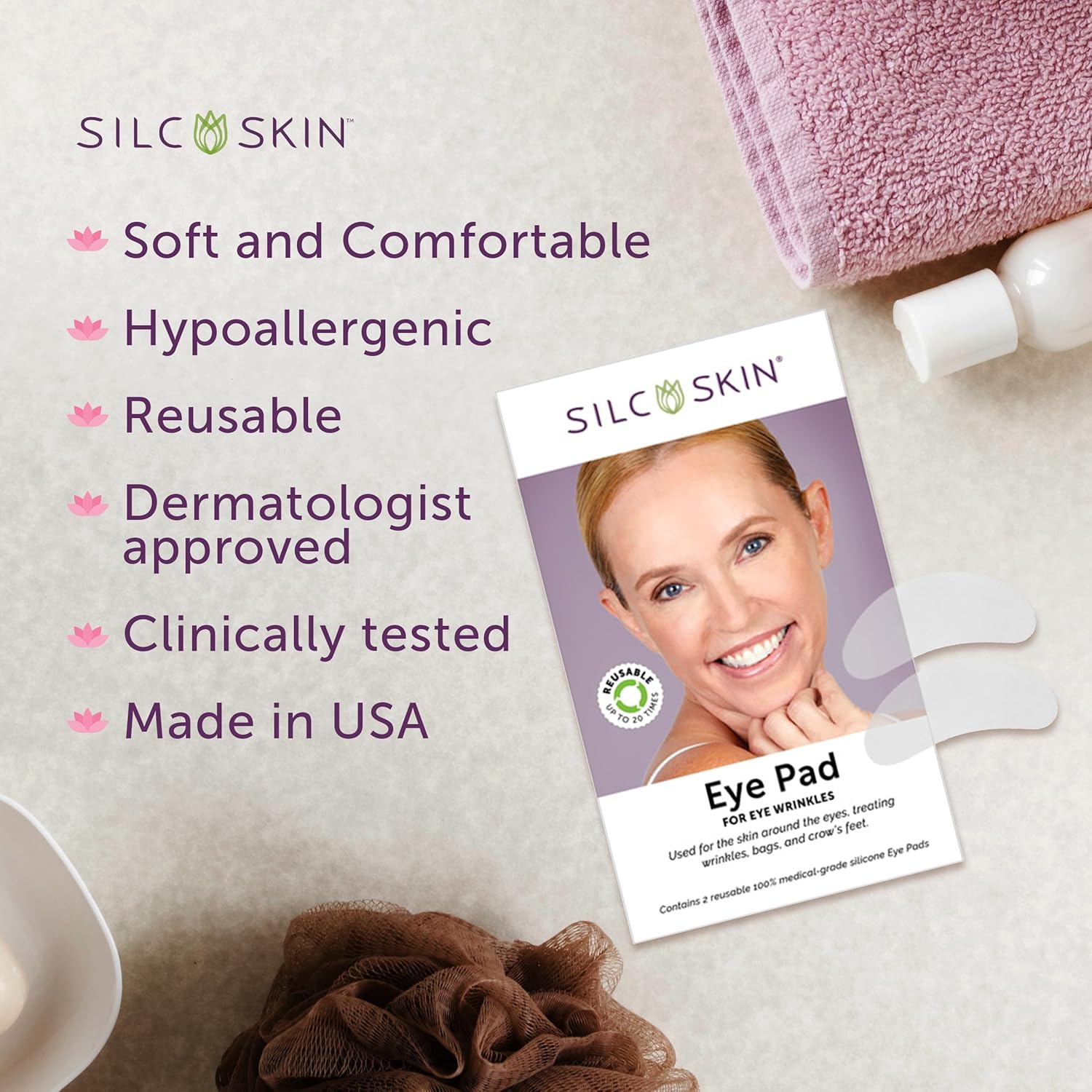 Silc Skin Silicone Eye Pads Reusable Overnight Eye Patches, Medical Grade Silicone For Fine Lines And Puffiness, Eye Mask Holiday Beauty Gift For Her, 20 Day Supply - Image 6