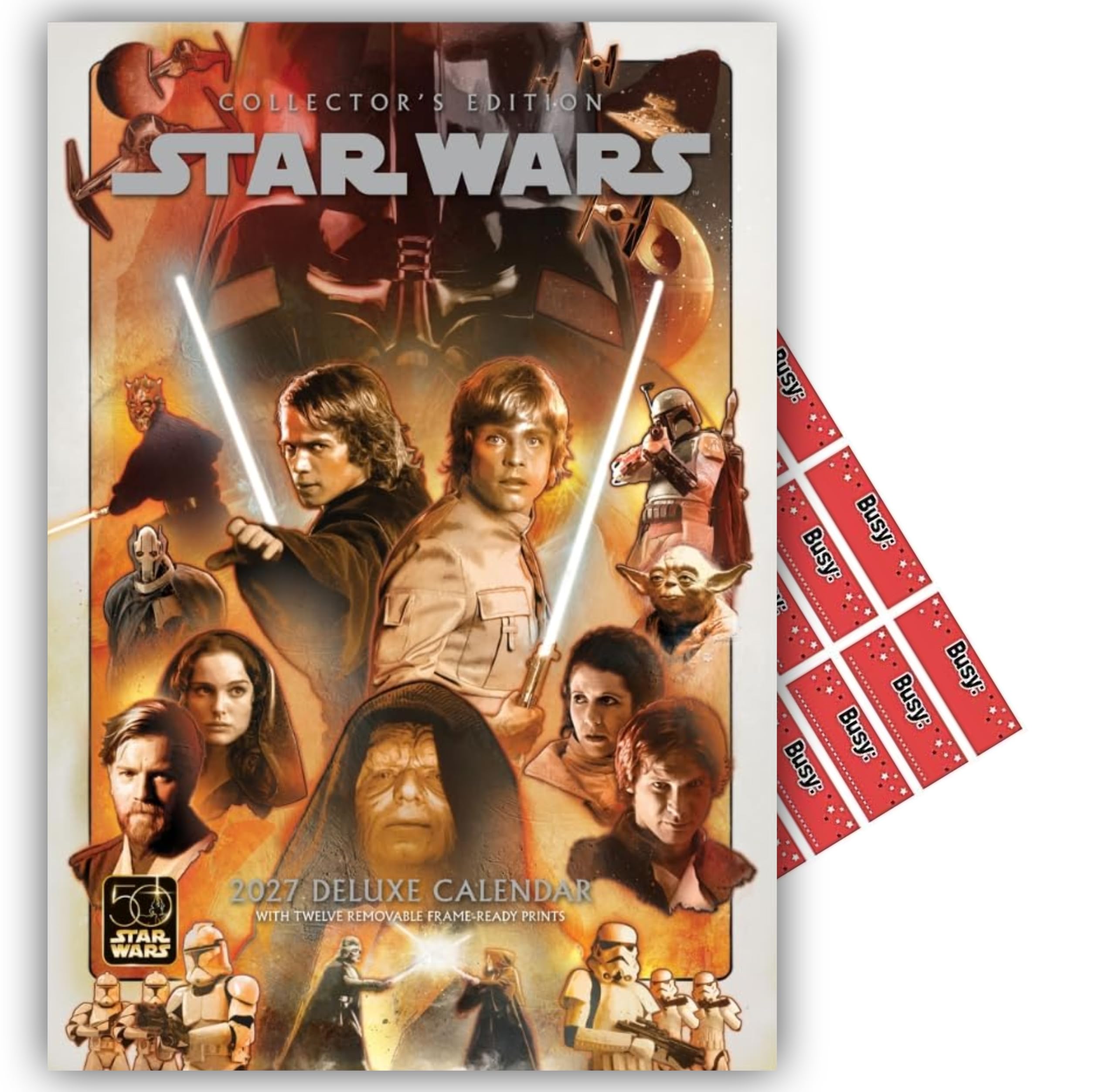 Star Wars Calendar 2027 Classic Deluxe Edition Calendar A3 Gift Present with FREE Organising Stickers Included