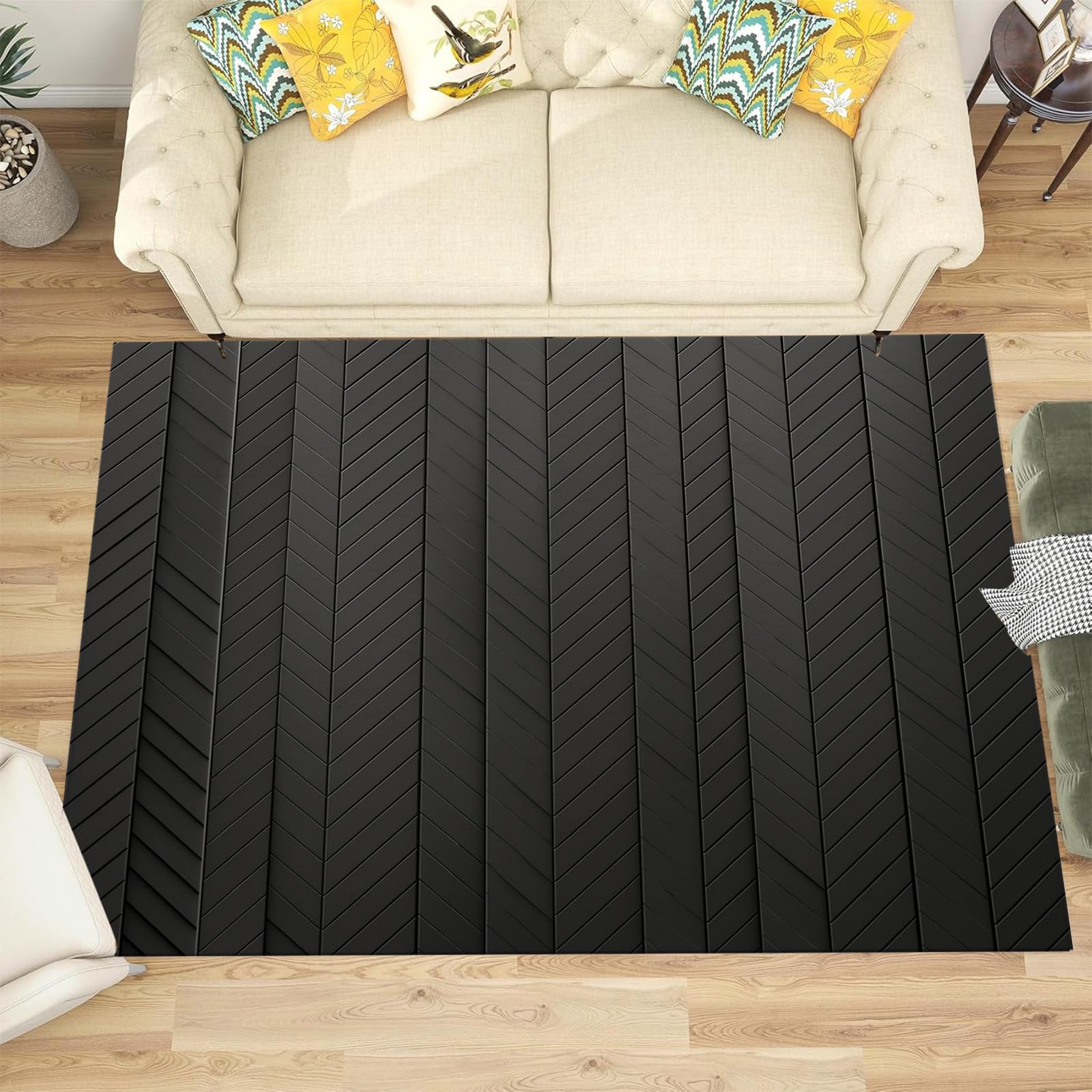 Tapis de salon lavable antidérapant grand format pour éviter les taches