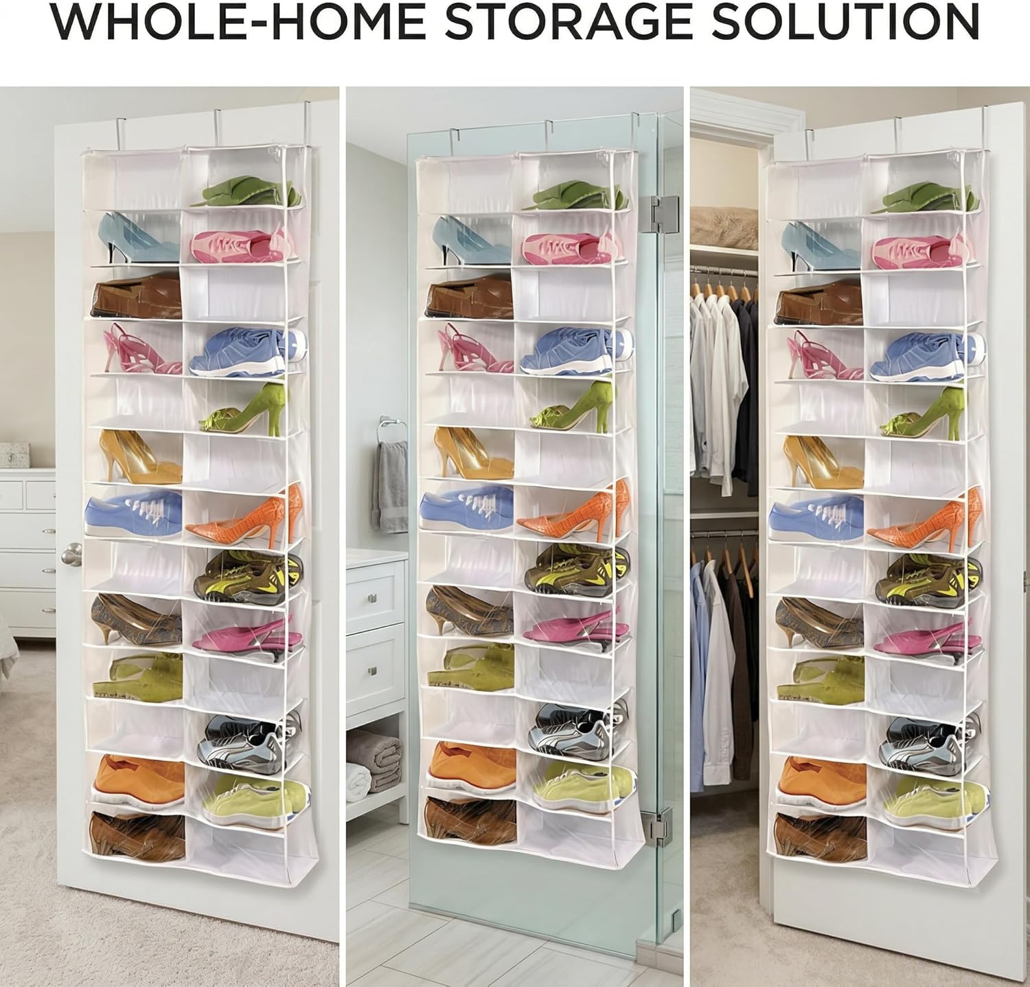 26 Pockets Hoodie Organizer For Closet Door, Hoodie Sweatshirt Storage Hack, Clear Foldable Over Door Organizer Rack & Wardrobe Space Saver For Dorm, Apartment