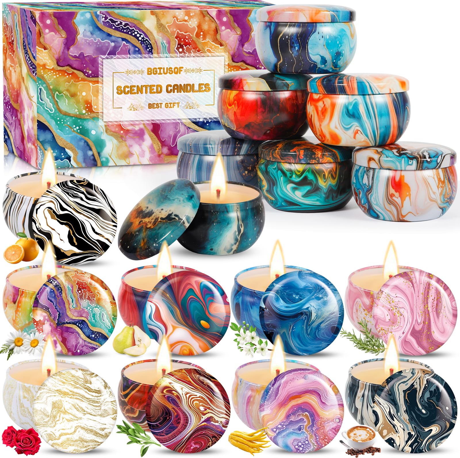 BGIUSQF 16 Piezas Velas Aromáticas, Velas Aromáticas para Mujer, Velas Decorativas, Aromaterapia Candle, Velas Regalo, Velas para Relajación, Fiesta, Boda, Yoga, Cumpleaños, Navidad