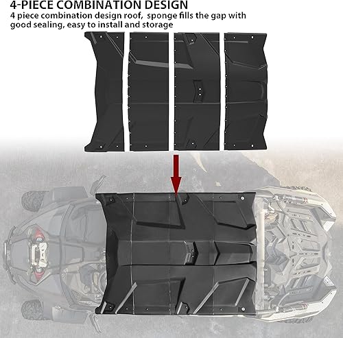 Miniatura 4 de Techo duro deportivo para Can Am Maverick X3 Max 2017-2025 Accesorios, 4 piezas de plástico combinado deportivo techo duro visera solar reemplazar