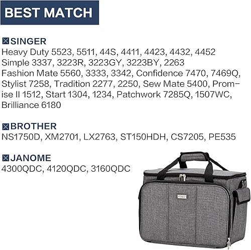 Miniatura 29 de Homest - Caja de transporte de máquina de coser; bolsa universal con correa para el hombro, compatible con la mayoría de las máquinas estándar Morado