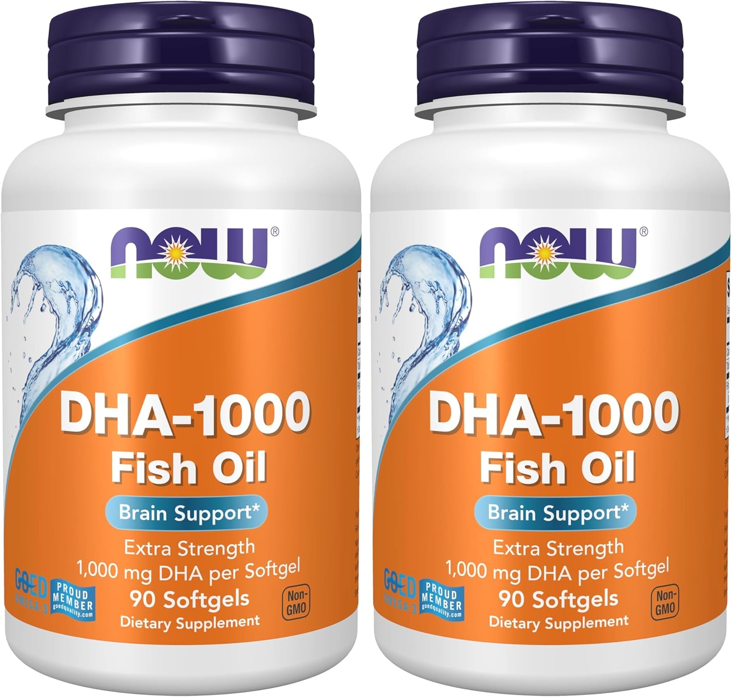 NOW Foods Supplements, DHA 1,000 Brain Support, Extra Strength, 1,000 mg DHA, 90 Softgels, (Pack of 2)