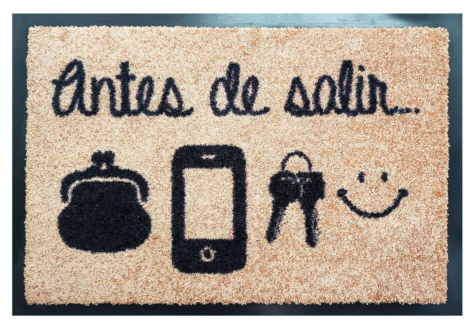 PASO - Felpudos Entrada a casa Originales y Divertidos - Alfombra Friki para Interior y Exterior – Fibra 100% Poliamida y Base Antideslizante - Frases ingeniosas (Beis - Antes de Salir, 40x60)