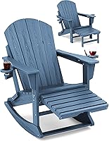 Vista 35 de KINGYES Silla Adirondack con reposapiés retráctil y portavasos, silla reclinable de Adirondack de HDPE para porche, patio, balcón, gris plomizo