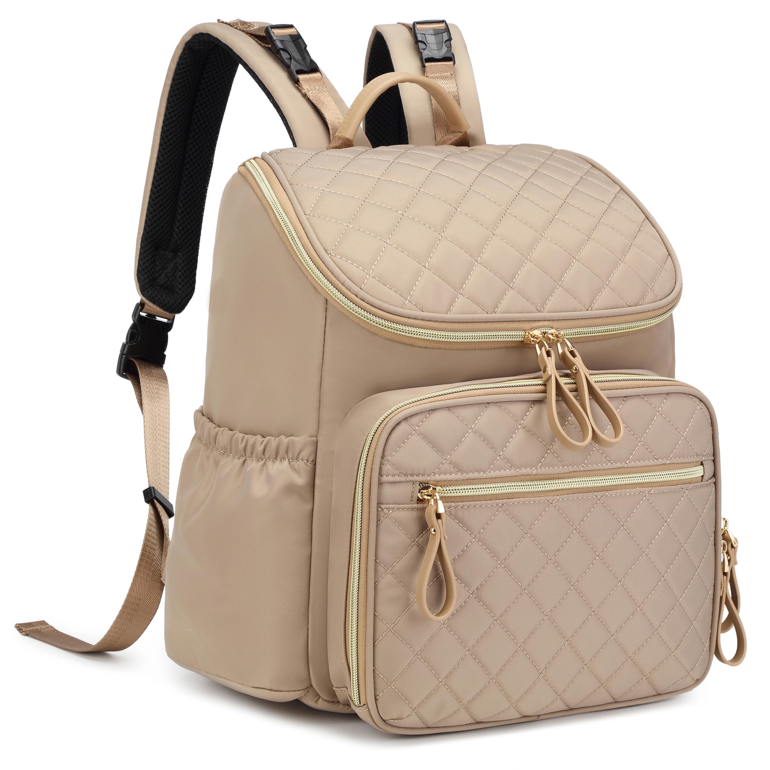 LORADI Large Capacity Diaper Bag Backpack with Stroller Buckle, Water-Resistant Travel Baby Bag with Insulated Pockets (Classic, Mocha Mousse)