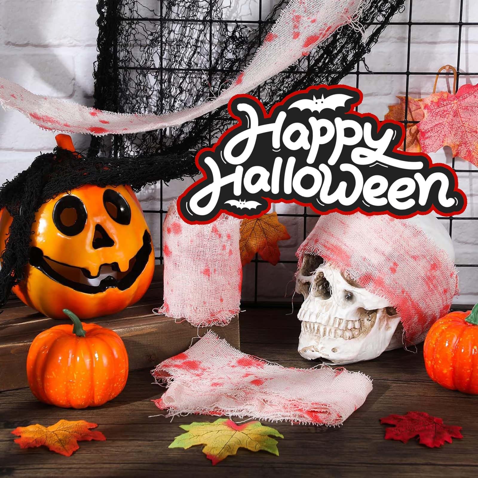 Halloweenowe bandaże dekoracyjne na Halloween, realistyczne dekoracje ogrodowe, Halloween przerażająca dekoracja, krwawe dekoracje na Halloween, maskowanie