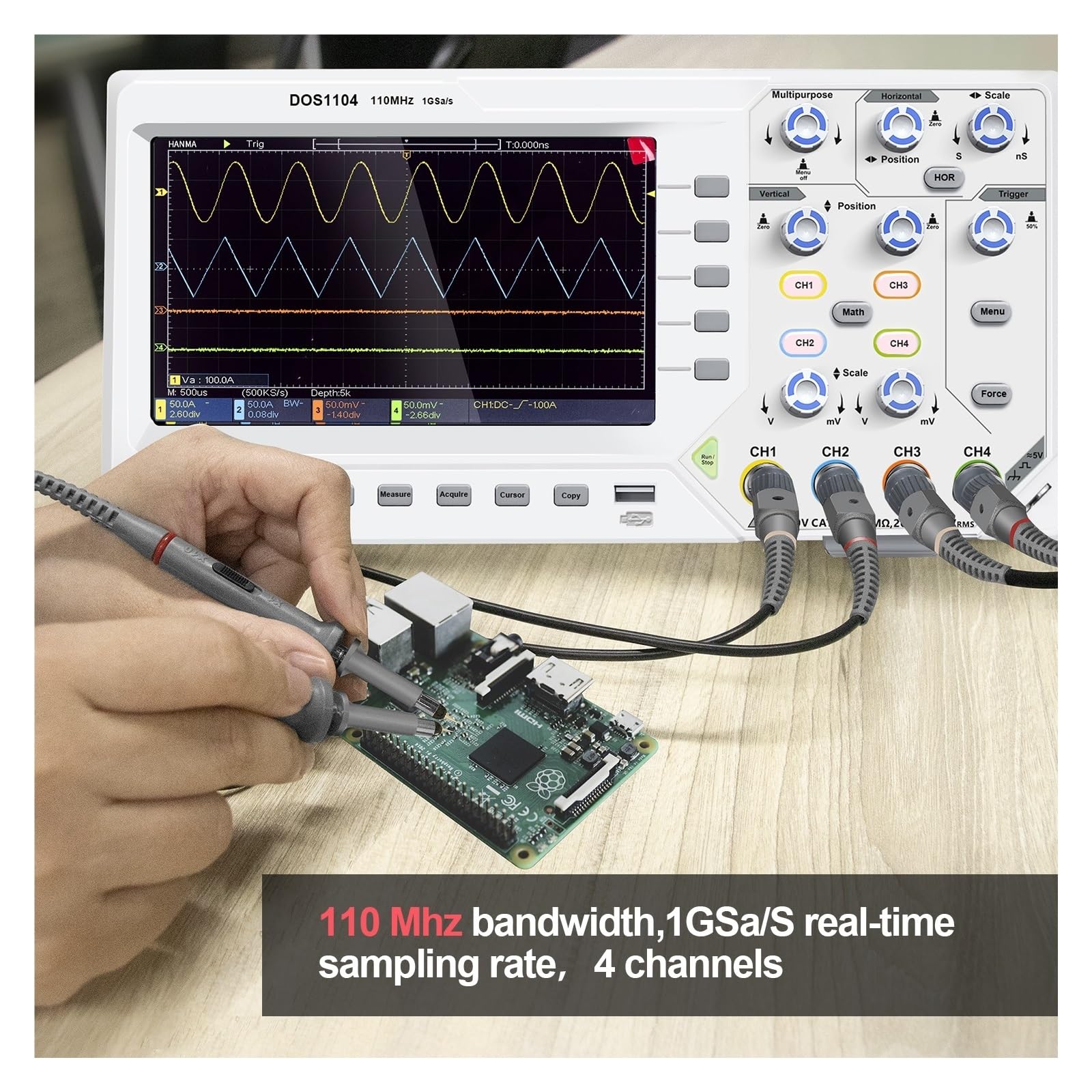 Osciloscopio, Osciloscopio digital profesional, alcance de almacenamiento escritorio 110 MHz 1 GS/s