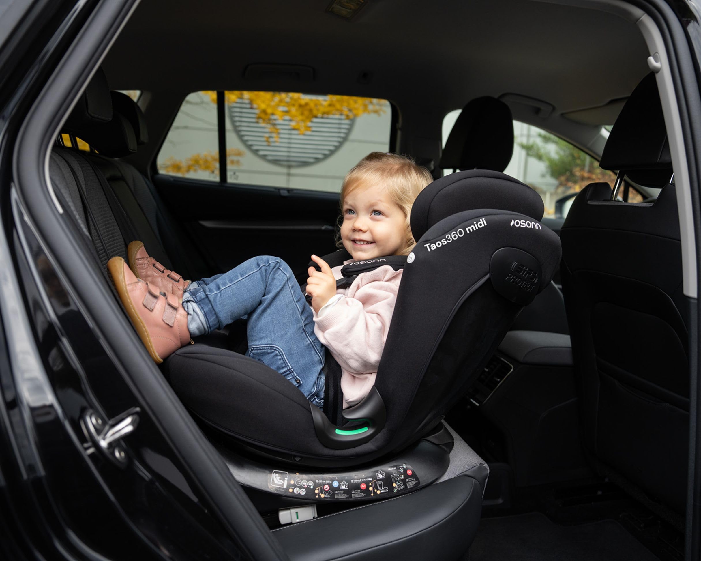 Osann Taos360 midi Kindersitz ab 1 Jahr, Reboarder 360 drehbar - black | 360 Grad drehbarer Kindersitz von 76-150 cm, Reboarder mit Isofix und Top-Tether an der Basis, Kinderautositz. 9-36 kg