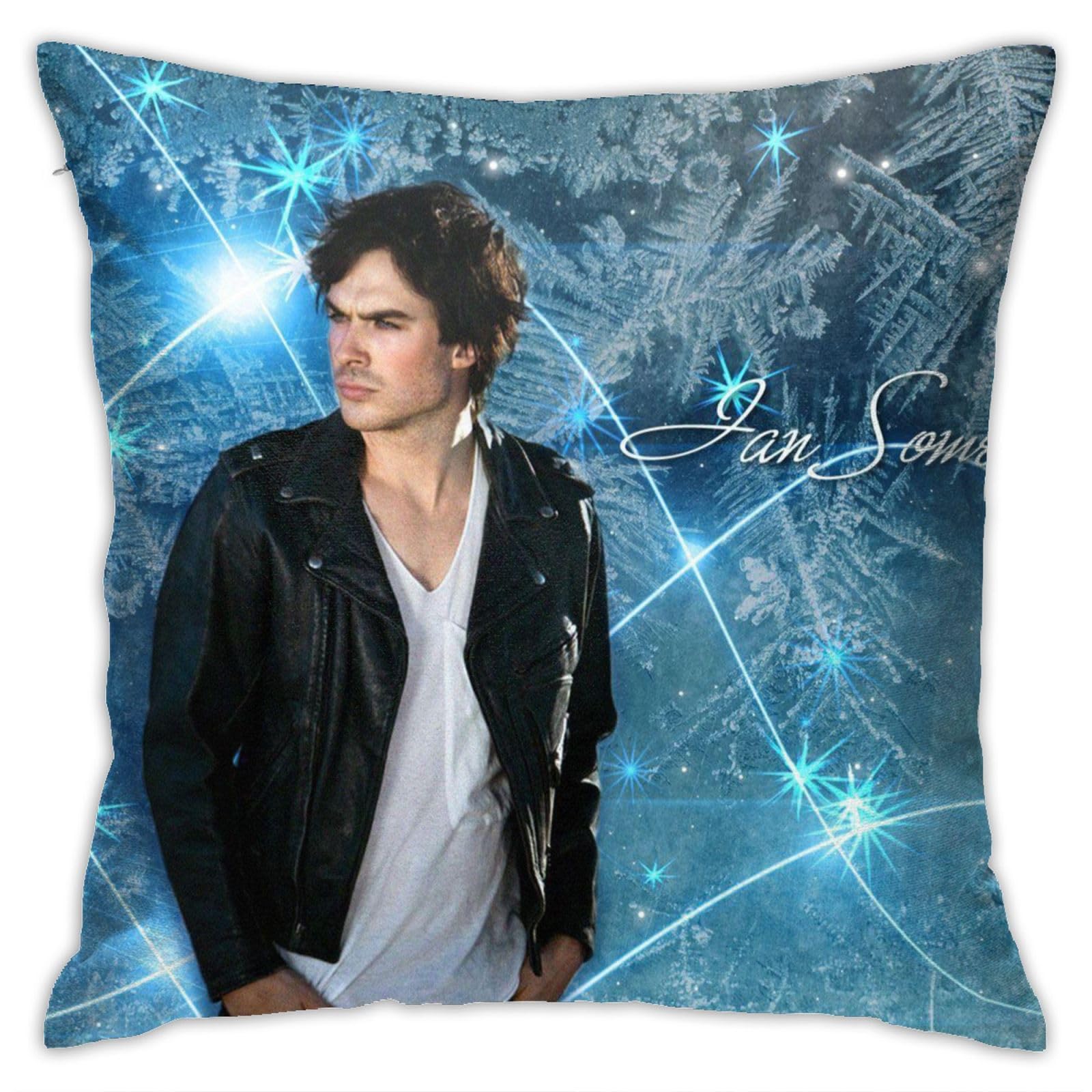 Djngn As Pic Ian-Somerhalder Throw Pillow Case Square Pillow Cover Cushion Cover For Sofa Couch Bedroom Livingroom Office Home Car Decor 18 X 18 Inch