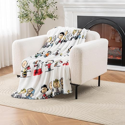 Berkshire Blanket Peanuts® VelvetLoft® Cute Character Snoopy Plush Throw Blanket,Peanuts Gang,Throw 55 in x 70 in (Official Peanuts® Product)