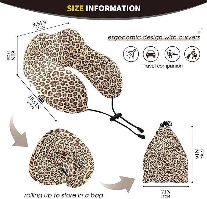Almohada de Viaje Memory Foam con Estampado Leopardo miniatura 3