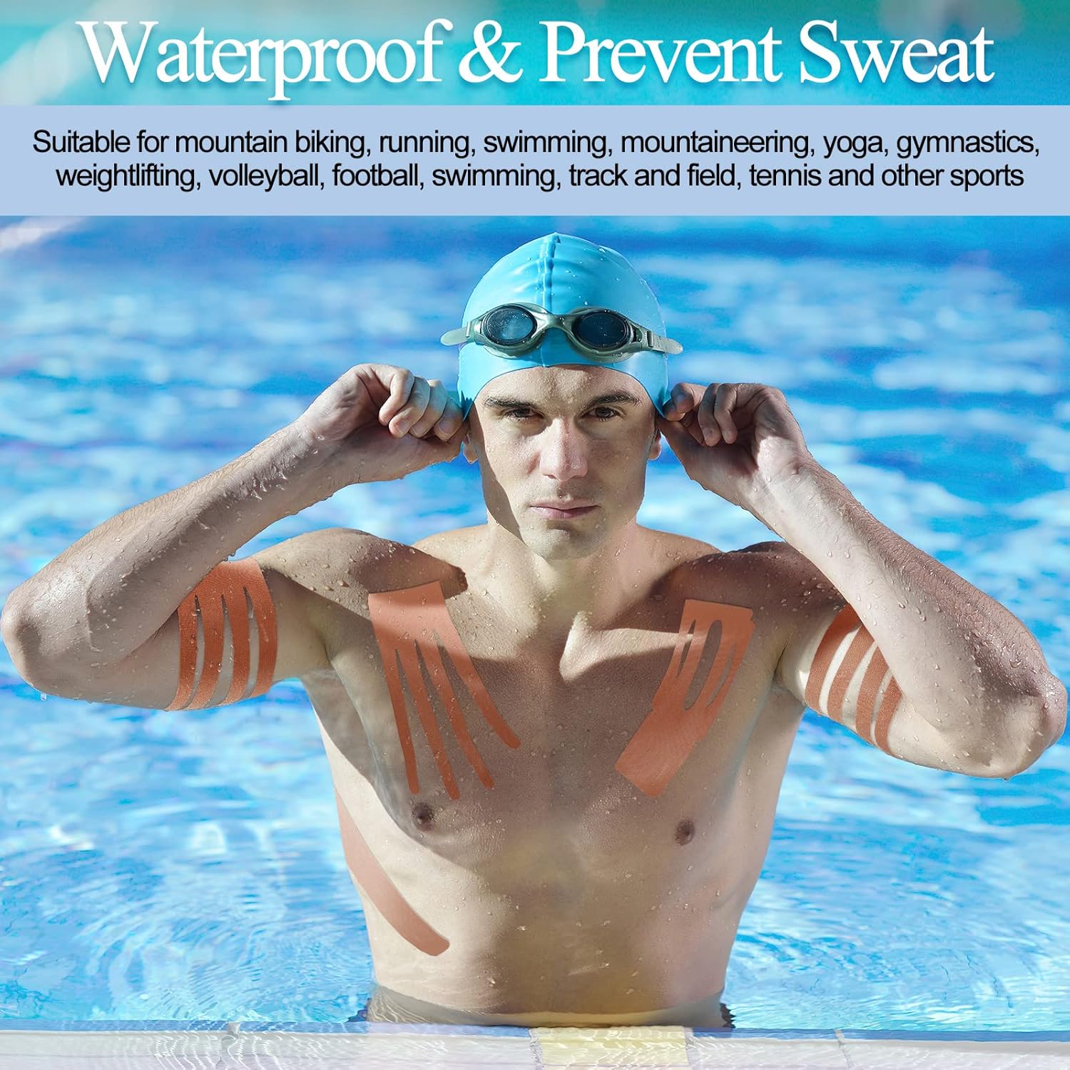 15 Rolls Waterproof Breathable Kinesiology Tape 2 Inch x 16 ft Athletic Runners Tape Pain Relief Muscle Tape Uncut Knee Tape for Elbow Shoulder Ankles Gym Fitness Sports Running Swimming (Beige) : Health & Household