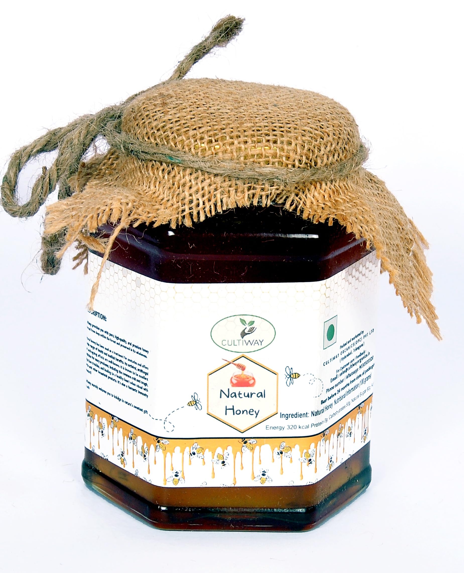 CULTIWAY Natural Honey 100% Pure and Natural, Unfiltered Tested Honey | Raw and Unprocessed 250 Gram